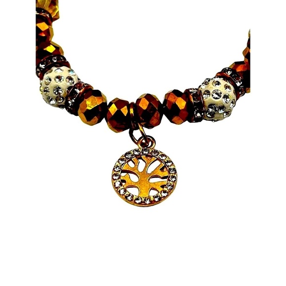 Gold Tone Necklace & Beaded Bracelet Set With Tree Of Life Charm - Picture 7 of 10